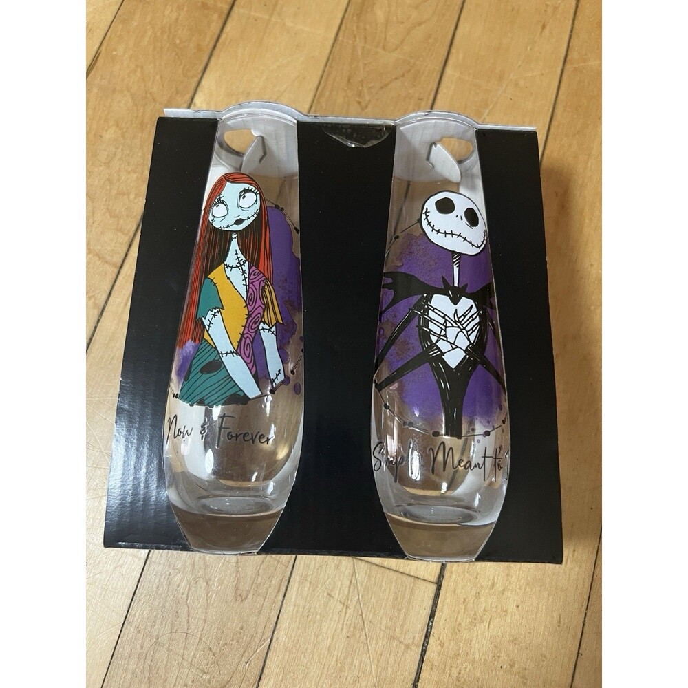 The Nightmare Before Christmas Jack & Sally Stemless Glass Set of 2 NEW